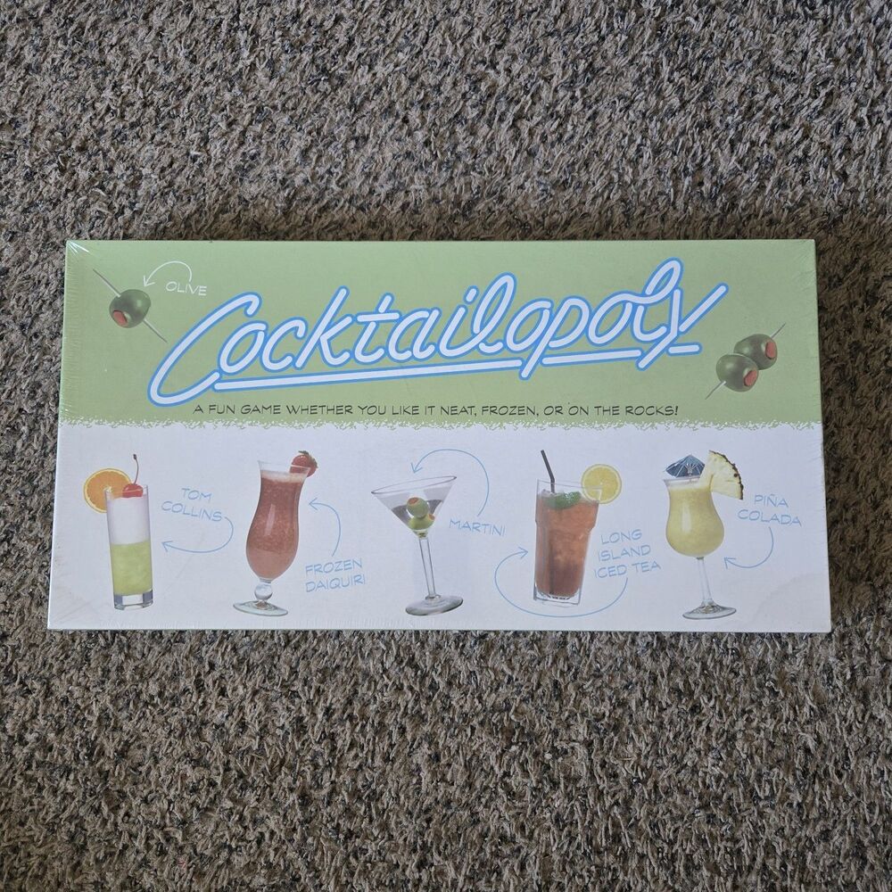 Cocktailopoly Cocktail Themed Monopoly Board Game Late For The Sky NEW Sealed